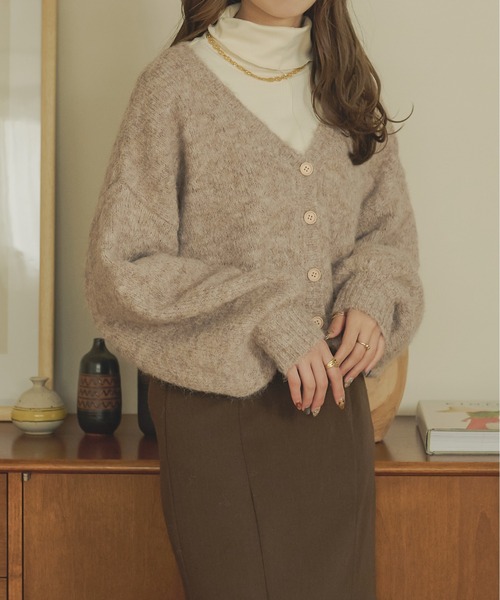 Ambre Neige（アンブルネージュ）の「メランジショートカーディガン／【WEB/EC限定商品】（カーディガン/ボレロ・レディース・オレンジ/アイボリー/モカ・FREE）」の10枚目の写真
