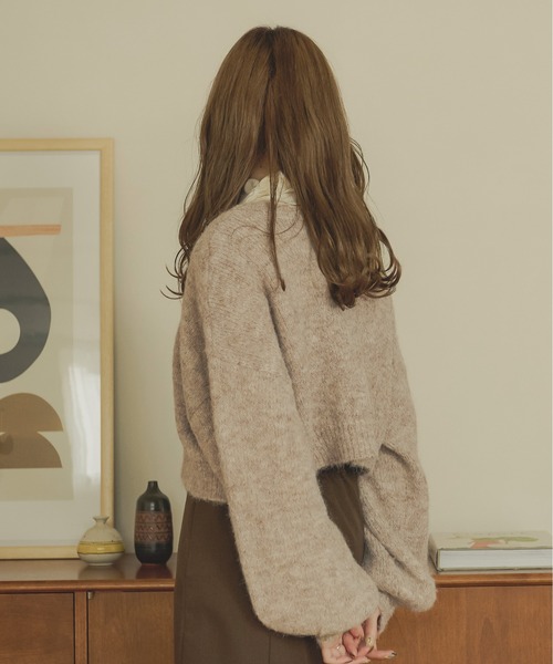 Ambre Neige（アンブルネージュ）の「メランジショートカーディガン／【WEB/EC限定商品】（カーディガン/ボレロ・レディース・オレンジ/アイボリー/モカ・FREE）」の9枚目の写真