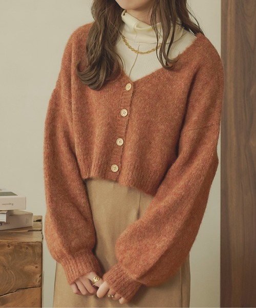 Ambre Neige（アンブルネージュ）の「メランジショートカーディガン／【WEB/EC限定商品】（カーディガン/ボレロ・レディース・オレンジ/アイボリー/モカ・FREE）」の8枚目の写真