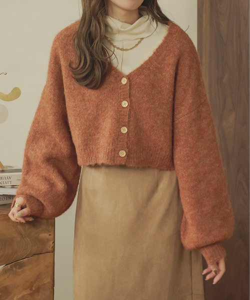 Ambre Neige（アンブルネージュ）の「メランジショートカーディガン／【WEB/EC限定商品】（カーディガン/ボレロ・レディース・オレンジ/アイボリー/モカ・FREE）」の14枚目の写真