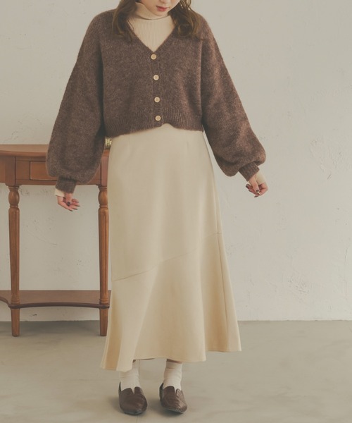 Ambre Neige（アンブルネージュ）の「メランジショートカーディガン／【WEB/EC限定商品】（カーディガン/ボレロ・レディース・オレンジ/アイボリー/モカ・FREE）」の4枚目の写真