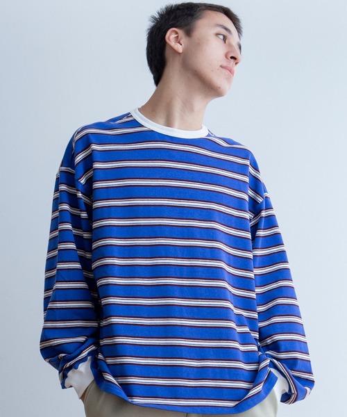 Universal Style Wear(ユニバーサルスタイルウェア)の「Universal Style Wear クラシック ボーダー Tee(Tシャツ/カットソー・メンズ・ブルー系/グリーン系/グレー系/ネイビー系・MEDIUM/LARGE/X-LARGE)」の4枚目の写真