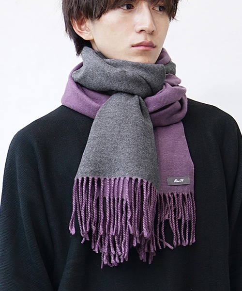 MinoriTY(マイノリティ)の「【MinoriTY】ダブルフェイスボリュームマフラー リバーシブル メンズ ウィメンズ ユニセックス 春服 冬服 プレゼント 大判ストール(マフラー・メンズ・ライトグレー/ブラック/ベージュ/ブラウン/ネイビー/カーキ/ブルー/パープル/モカ・FREE)」の9枚目の写真