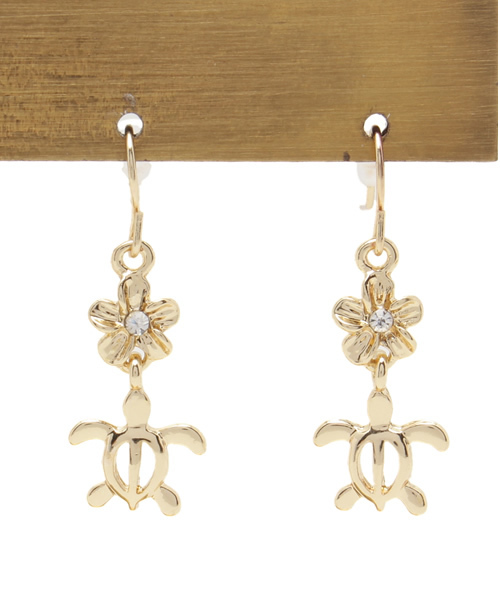 Kahiko（カヒコ）の「【kahiko】プルメリア＆ホヌピアス（ピアス（両耳用）・レディース・ゴールド/ピンク/シルバー・FREE）」の3枚目の写真