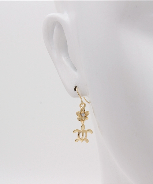 Kahiko（カヒコ）の「【kahiko】プルメリア＆ホヌピアス（ピアス（両耳用）・レディース・ゴールド/ピンク/シルバー・FREE）」の5枚目の写真