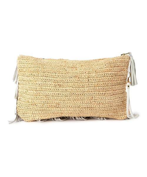 BEAUTY&YOUTH UNITED ARROWS（ビューティーアンドユースユナイテッドアローズ）の「BYSF Le vernis ラフィア フリンジクラッチ◆（クラッチバッグ・レディース・ホワイト/ブラック・フリー）」の9枚目の写真