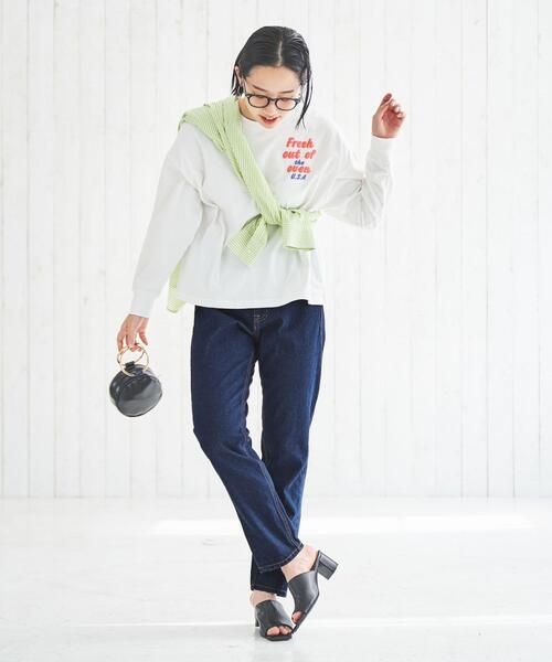 coen(コーエン)の「テーパードデニムパンツ(デニムパンツ・レディース・ネイビー/コバルトブルー/ナチュラル・S/M/L)」の11枚目の写真