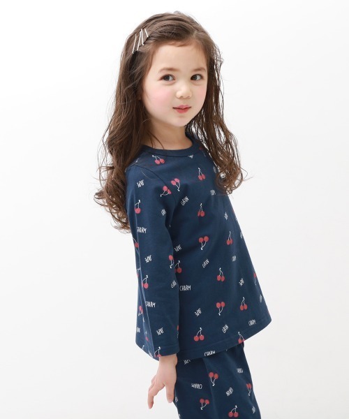 devirock（デビロック）の「綿100％ ガールズ くしゅっと裾リボン 長袖パジャマ（ルームウェア/パジャマ・キッズ・オフホワイト/ネイビー/ラベンダー/ベージュ系その他/ブルー系その他/バイオレット/パープル系その他/ピンク系その他/グレイッシュブルー/その他14/その他15/その他16/その他17/ベージュ系その他2/ブルー系/レッド系・100cm/110cm/120cm/130cm/140cm/150cm/160cm）」の5枚目の写真