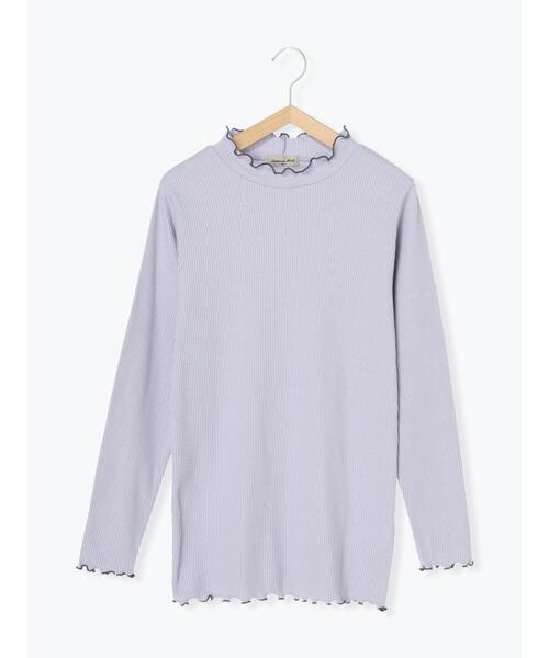 Samansa Mos2（サマンサ モスモス）の「リブ配色メロークルーネックカットソー（Tシャツ/カットソー・レディース・オフホワイト/ブラック/グリーン/ラベンダー・ﾌﾘ-）」の4枚目の写真