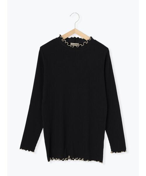 Samansa Mos2（サマンサ モスモス）の「リブ配色メロークルーネックカットソー（Tシャツ/カットソー・レディース・オフホワイト/ブラック/グリーン/ラベンダー・ﾌﾘ-）」の3枚目の写真