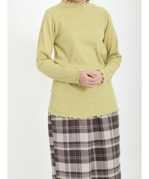 Samansa Mos2（サマンサ モスモス）の「リブ配色メロークルーネックカットソー（Tシャツ/カットソー・レディース・オフホワイト/ブラック/グリーン/ラベンダー・ﾌﾘ-）」の5枚目の写真