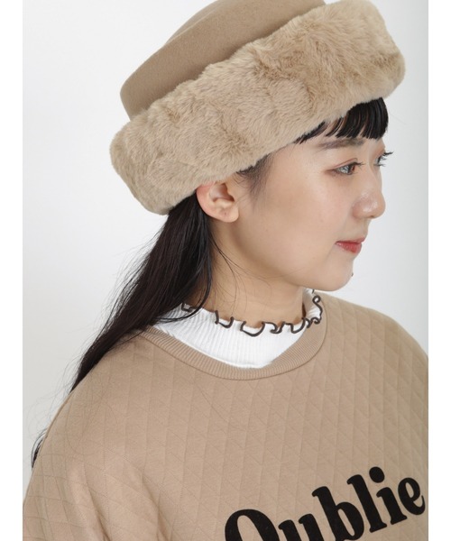 Samansa Mos2（サマンサ モスモス）の「リブ配色メロークルーネックカットソー（Tシャツ/カットソー・レディース・オフホワイト/ブラック/グリーン/ラベンダー・ﾌﾘ-）」の2枚目の写真