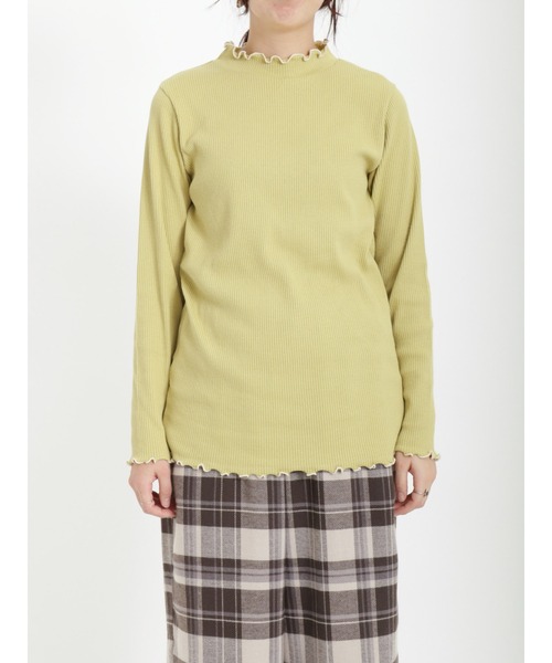 Samansa Mos2（サマンサ モスモス）の「リブ配色メロークルーネックカットソー（Tシャツ/カットソー・レディース・オフホワイト/ブラック/グリーン/ラベンダー・ﾌﾘ-）」の11枚目の写真