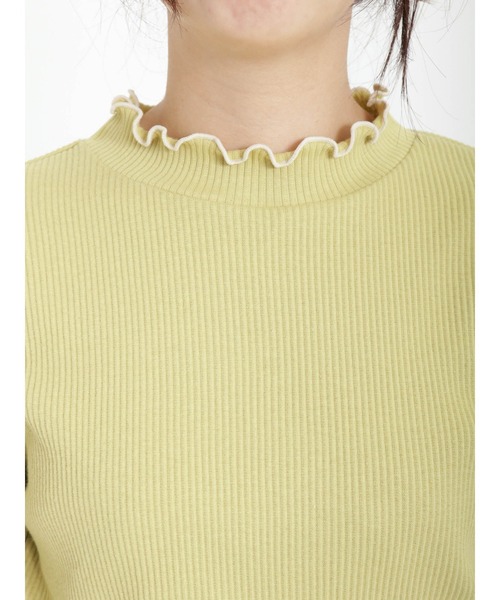 Samansa Mos2（サマンサ モスモス）の「リブ配色メロークルーネックカットソー（Tシャツ/カットソー・レディース・オフホワイト/ブラック/グリーン/ラベンダー・ﾌﾘ-）」の14枚目の写真