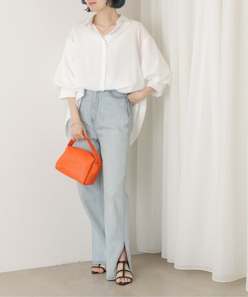 RAY CASSIN(レイカズン)の「7分袖スパンブロード袖ボリュームシャツ(シャツ/ブラウス・レディース・ブルー/オフホワイト/ピンク/スミクロ/ミント/イエロー/ラベンダー/キナリ/サックスブルー系/ライトグリーン・FREE)」の22枚目の写真