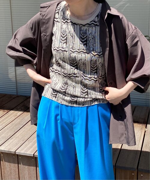 RAY CASSIN(レイカズン)の「7分袖スパンブロード袖ボリュームシャツ(シャツ/ブラウス・レディース・ブルー/オフホワイト/ピンク/スミクロ/ミント/イエロー/ラベンダー/キナリ/サックスブルー系/ライトグリーン・FREE)」の19枚目の写真