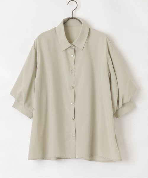 RAY CASSIN(レイカズン)の「7分袖スパンブロード袖ボリュームシャツ(シャツ/ブラウス・レディース・ブルー/オフホワイト/ピンク/スミクロ/ミント/イエロー/ラベンダー/キナリ/サックスブルー系/ライトグリーン・FREE)」の13枚目の写真