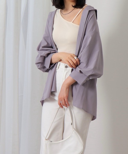 RAY CASSIN(レイカズン)の「7分袖スパンブロード袖ボリュームシャツ(シャツ/ブラウス・レディース・ブルー/オフホワイト/ピンク/スミクロ/ミント/イエロー/ラベンダー/キナリ/サックスブルー系/ライトグリーン・FREE)」の8枚目の写真