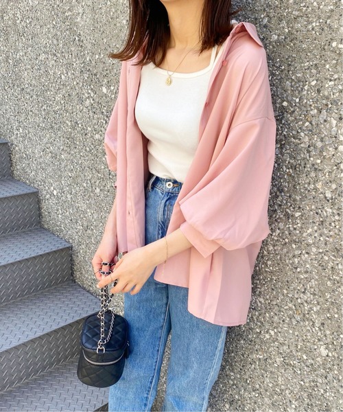 RAY CASSIN(レイカズン)の「7分袖スパンブロード袖ボリュームシャツ(シャツ/ブラウス・レディース・ブルー/オフホワイト/ピンク/スミクロ/ミント/イエロー/ラベンダー/キナリ/サックスブルー系/ライトグリーン・FREE)」の10枚目の写真