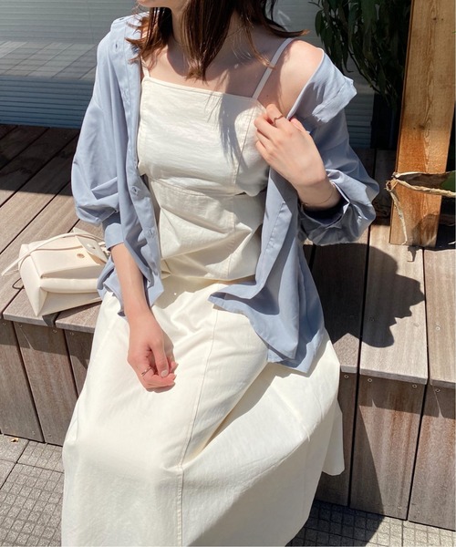 RAY CASSIN(レイカズン)の「7分袖スパンブロード袖ボリュームシャツ(シャツ/ブラウス・レディース・ブルー/オフホワイト/ピンク/スミクロ/ミント/イエロー/ラベンダー/キナリ/サックスブルー系/ライトグリーン・FREE)」の6枚目の写真