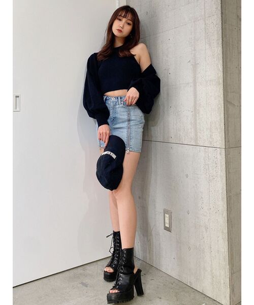 GYDA（ジェイダ）の「GGスライダーファスナーデザイン DENIMスカートライクショートパンツ（デニムスカート・レディース・ブルー/ライトブルー・SMALL/MEDIUM）」の14枚目の写真