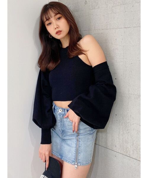 GYDA（ジェイダ）の「GGスライダーファスナーデザイン DENIMスカートライクショートパンツ（デニムスカート・レディース・ブルー/ライトブルー・SMALL/MEDIUM）」の4枚目の写真