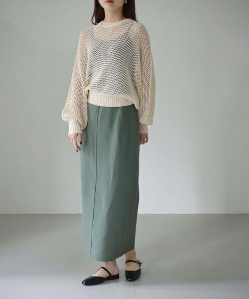 cheriella(シェリエラ)の「【cheriella】WEB限定メッシュショートドルマンニット(ニット/セーター・レディース・ブルー/アイボリー/ブラック/カーキ・M)」の7枚目の写真