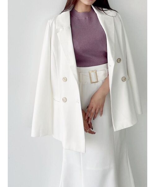 RESEXXY（リゼクシー）の「テーラードミディジャケット【セットアップ着用可能】（テーラードジャケット・レディース・ホワイト/ベージュ/その他1・FREE）」の2枚目の写真