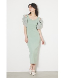 rienda | 2WAYボリュームスリーブタイトニットワンピース(ワンピース)