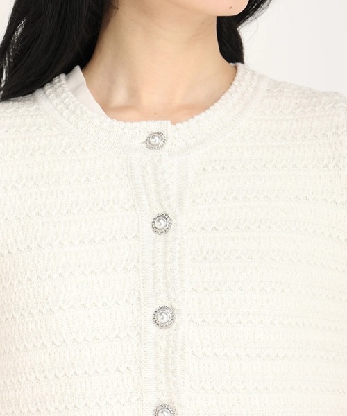 STRAWBERRY-FIELDS（ストロベリーフィールズ）の「プリマリリー　ニットカーディガン（カーディガン/ボレロ・レディース・ネイビー/オフホワイト・2）」の5枚目の写真