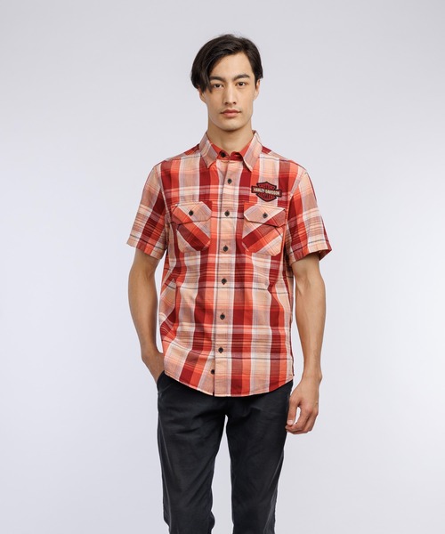 Harley Davidson ブラック長袖チェックボタンダウンシャツ　L B&Sチェック柄シャツ（シャツ/ブラウス）｜Harley-Davidson