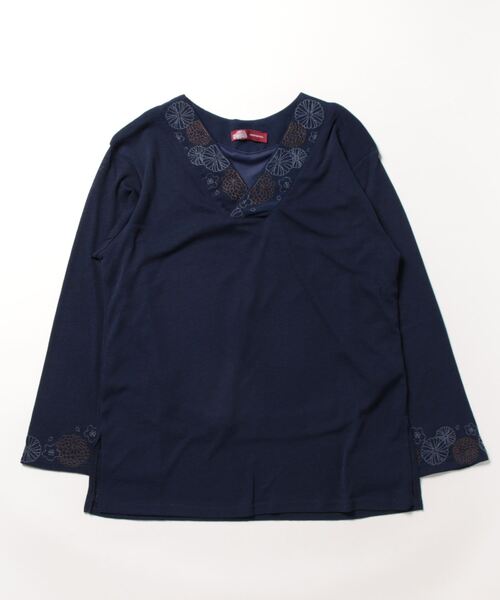 カヤ(カヤ)の「【カヤ】木の芽どき中着トップス(Tシャツ/カットソー・レディース・ホワイト/ブルー/スミクロ/ライトパープル/ネイビー/ライトグリーン/コーラル・FREE)」の4枚目の写真