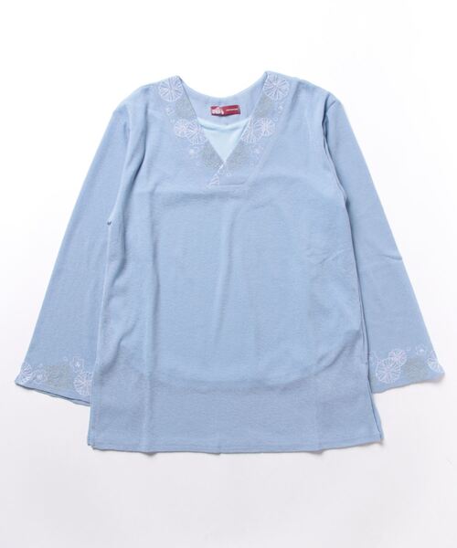 カヤ(カヤ)の「【カヤ】木の芽どき中着トップス(Tシャツ/カットソー・レディース・ホワイト/ブルー/スミクロ/ライトパープル/ネイビー/ライトグリーン/コーラル・FREE)」の5枚目の写真