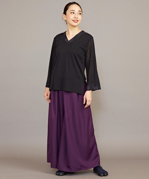 カヤ(カヤ)の「【カヤ】木の芽どき中着トップス(Tシャツ/カットソー・レディース・ホワイト/ブルー/スミクロ/ライトパープル/ネイビー/ライトグリーン/コーラル・FREE)」の11枚目の写真