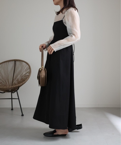 ap retro（アプレトロ）の「バックデザインロングキャミワンピース（ワンピース・レディース・ブラック/グレー/アイボリー・FREE）」の9枚目の写真