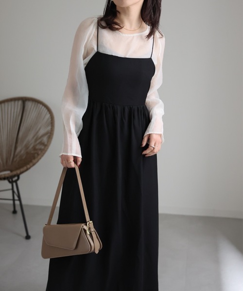 ap retro（アプレトロ）の「バックデザインロングキャミワンピース（ワンピース・レディース・ブラック/グレー/アイボリー・FREE）」の13枚目の写真