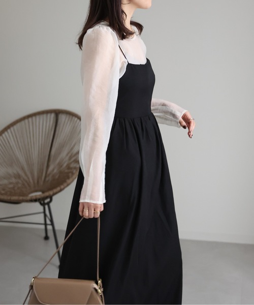 ap retro（アプレトロ）の「バックデザインロングキャミワンピース（ワンピース・レディース・ブラック/グレー/アイボリー・FREE）」の16枚目の写真