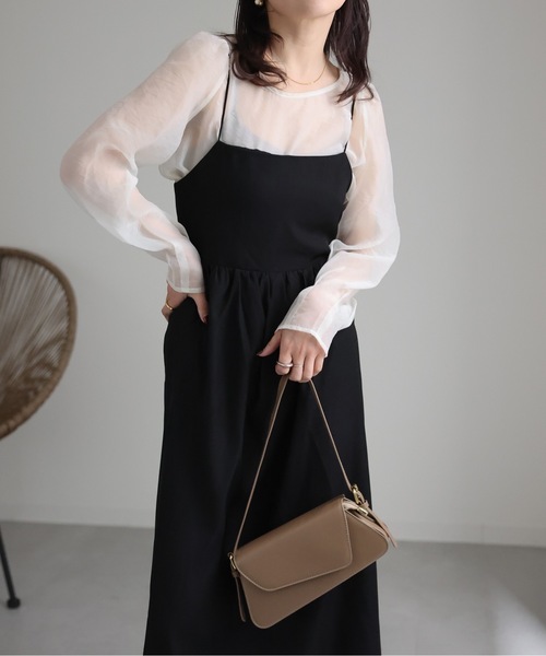 ap retro（アプレトロ）の「バックデザインロングキャミワンピース（ワンピース・レディース・ブラック/グレー/アイボリー・FREE）」の14枚目の写真