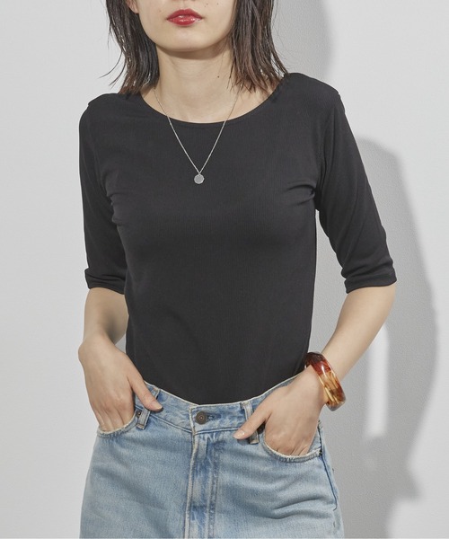 ECRIRE（エクリール）の「バックオープンリブカットソー（Tシャツ/カットソー・レディース・アイボリー/ブラック/グリーン・L/M）」の7枚目の写真