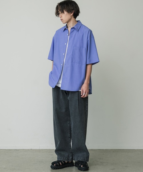 WYM LIDNM（ウィム バイ リドム）の「TUCK WIDE LOOSE DENIM（デニムパンツ・メンズ・ライトブルー/ブラック・S/M/L）」の9枚目の写真