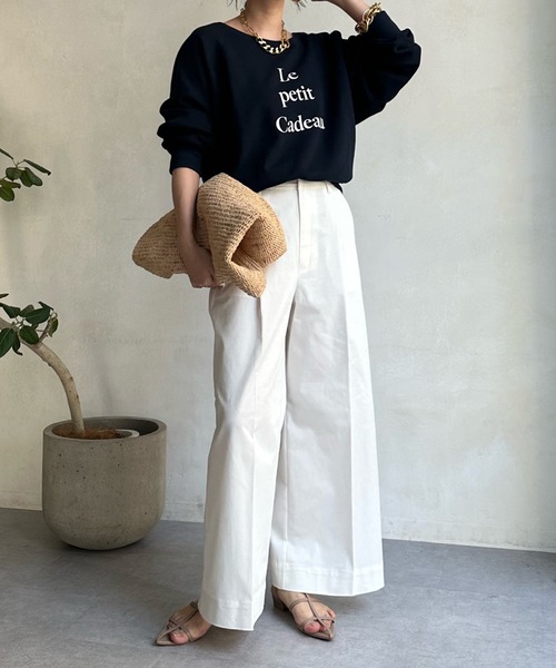 DouDou(ドゥドゥ)の「コットンストレッチワイドパンツ(チノパンツ・レディース・オフホワイト/ベージュ/カーキ・FREE/T)」の14枚目の写真