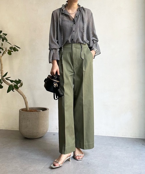 DouDou(ドゥドゥ)の「コットンストレッチワイドパンツ(チノパンツ・レディース・オフホワイト/ベージュ/カーキ・FREE/T)」の11枚目の写真