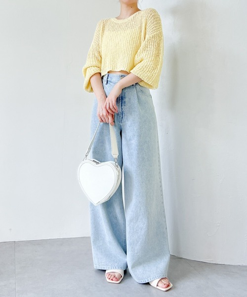 Heather（ヘザー）の「AZATOメッシュニット　190715（ニット/セーター・レディース・イエロー/ブルー/アイボリー・FREE）」の5枚目の写真