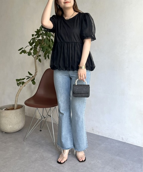 prose verse（プロズヴェール）の「チュールレイヤードペプラムブラウス（シャツ/ブラウス・レディース・ブラック/グレー・MEDIUM）」の11枚目の写真