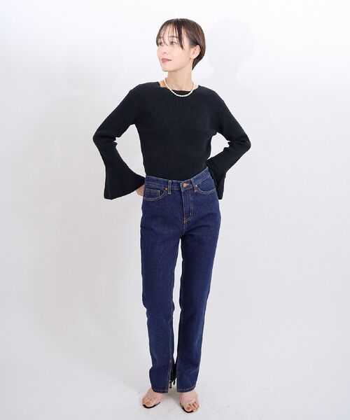 Kari & lili（カウリアンドリィリィ）の「フレアースリーブニットPO（ニット/セーター・レディース・ブラック/オフホワイト/ダークブルー・FREE）」の15枚目の写真