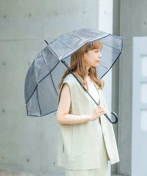 SMELLY(スメリー)の「パイピング12本骨長傘(長傘・レディース・ブラウン/グレー・FREE)」の2枚目の写真