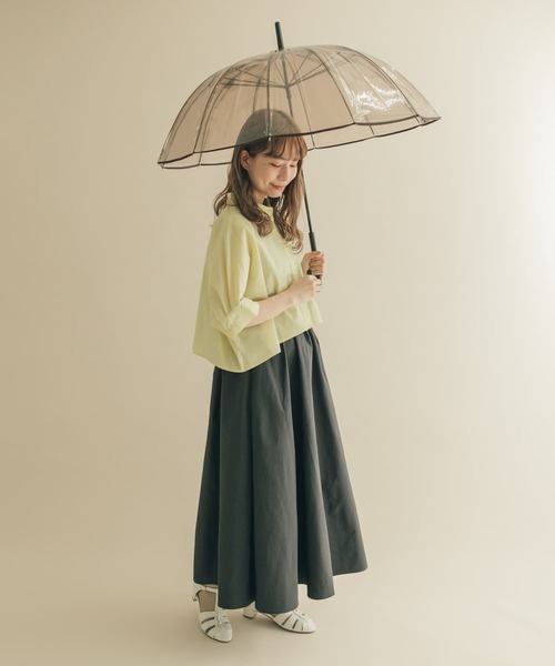 SMELLY(スメリー)の「パイピング12本骨長傘(長傘・レディース・ブラウン/グレー・FREE)」の5枚目の写真