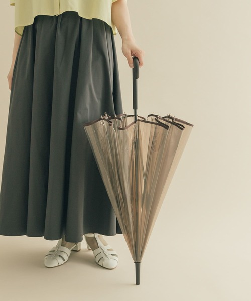 SMELLY(スメリー)の「パイピング12本骨長傘(長傘・レディース・ブラウン/グレー・FREE)」の7枚目の写真