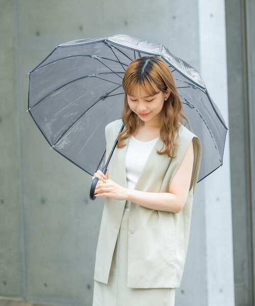 SMELLY(スメリー)の「パイピング12本骨長傘(長傘・レディース・ブラウン/グレー・FREE)」の8枚目の写真