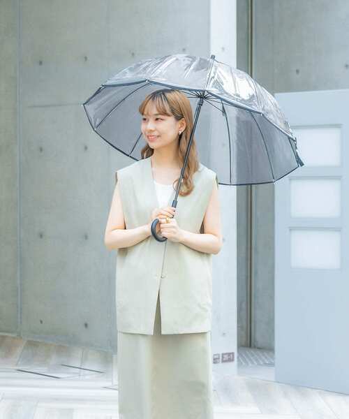 SMELLY(スメリー)の「パイピング12本骨長傘(長傘・レディース・ブラウン/グレー・FREE)」の9枚目の写真